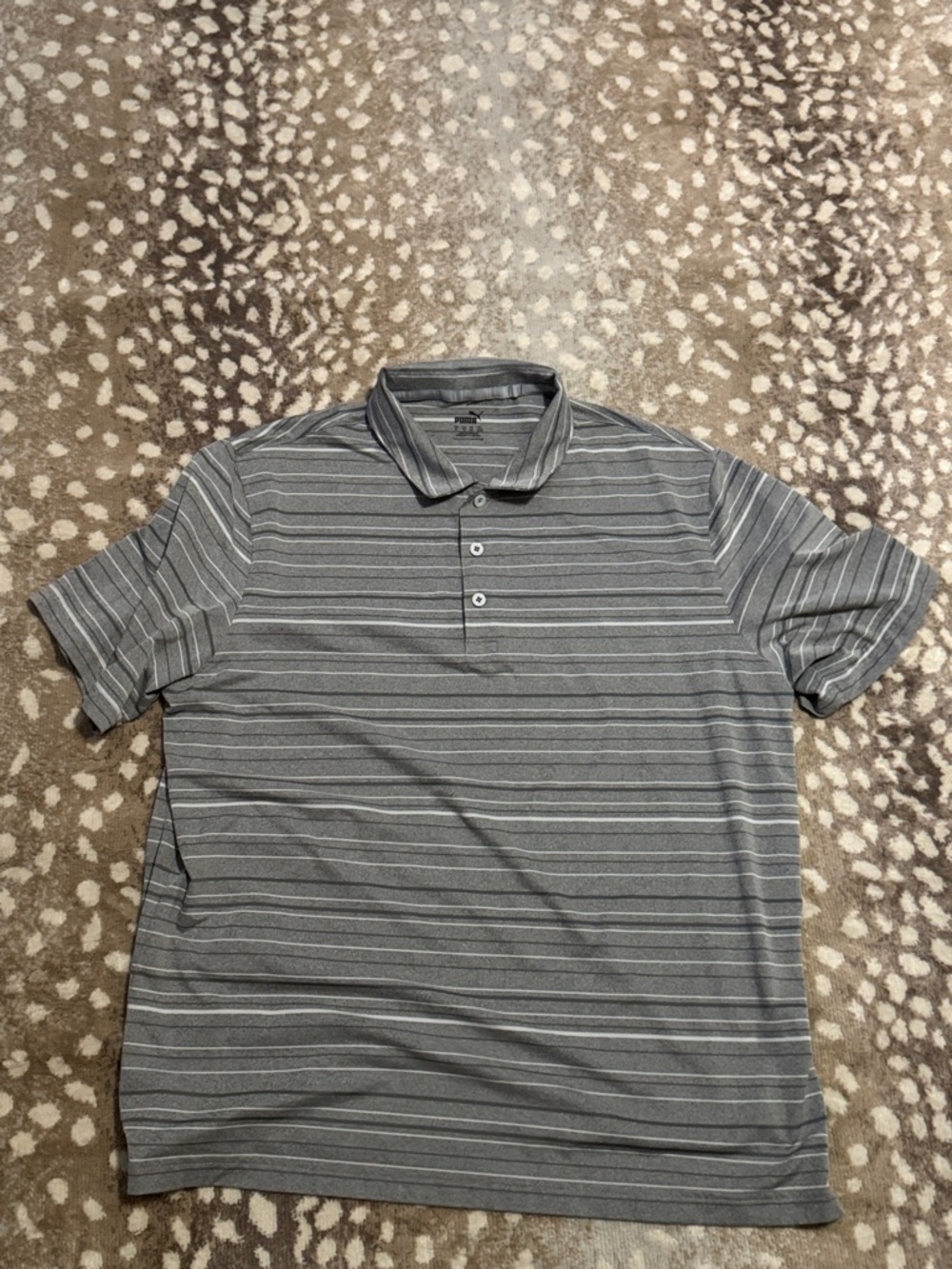 Puma Men's Grey Striped Polo
